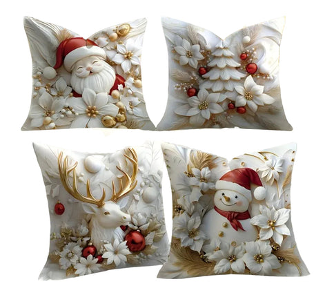 Weihnachtskissenbezüge 4er Set Samt 45 × 45 cm – Samtoria