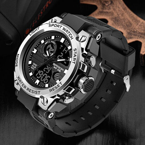 Herren Analog-Digital-Armbanduhr mit Stoppuhr und Alarm Veltrano