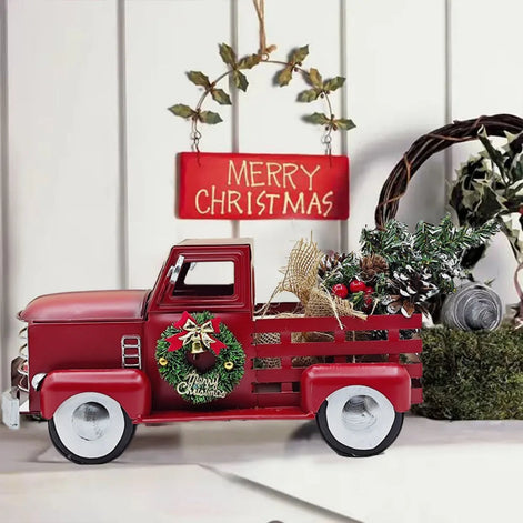 Roter Weihnachts-Pick-up mit LED und Tannenbaum – Noelvaro