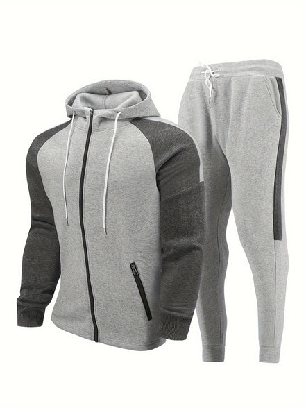Velcano Trainingsanzug Set mit Kapuze und Reißverschluss – Zweiteiliges Freizeit Set