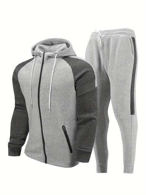 Velcano Trainingsanzug Set mit Kapuze und Reißverschluss – Zweiteiliges Freizeit Set