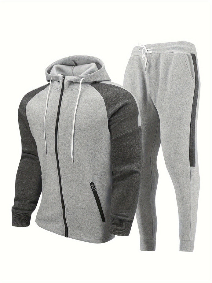 Velcano Trainingsanzug Set mit Kapuze und Reißverschluss – Zweiteiliges Freizeit Set