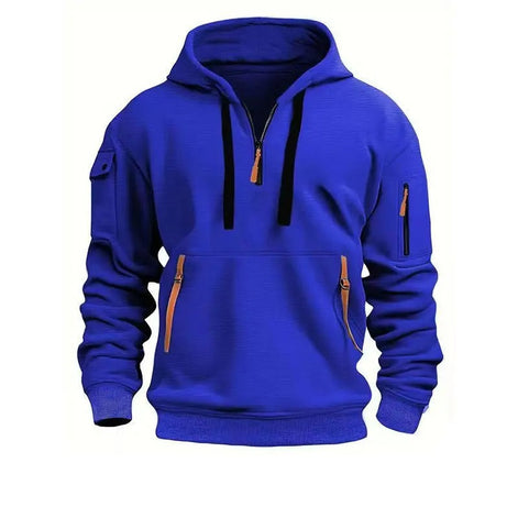 Zarello Hoodie mit halbem Reißverschluss und Taschen in lockerer Passform für Alltag und Freizeit