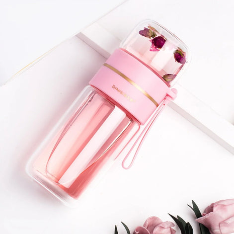 ThermoTea Glasflasche mit Edelstahl-Infuser