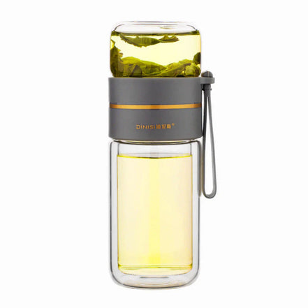 ThermoTea Glasflasche mit Edelstahl-Infuser