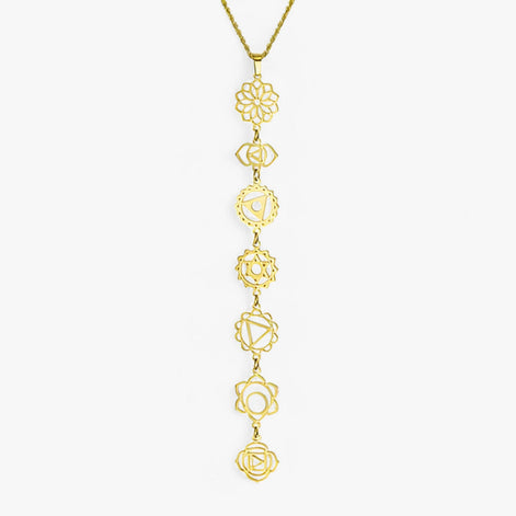 Freyaluna Damen Halskette mit Chakra-Steinen und Göttinnen-Anhänger