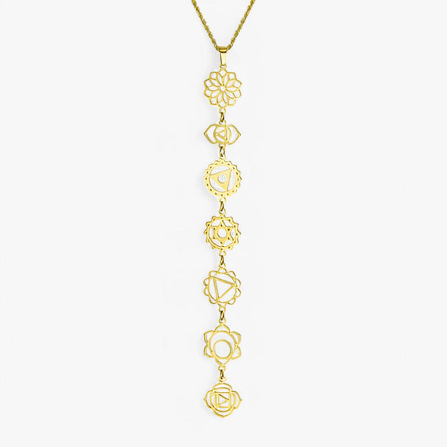 Freyaluna Damen Halskette mit Chakra-Steinen und Göttinnen-Anhänger