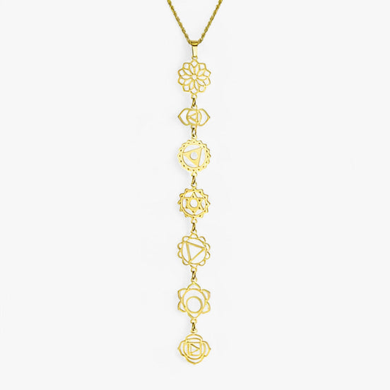 Freyaluna Damen Halskette mit Chakra-Steinen und Göttinnen-Anhänger