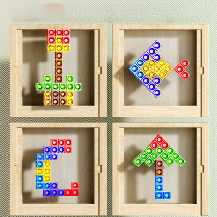 Holzpuzzle mit Tetris-Formen