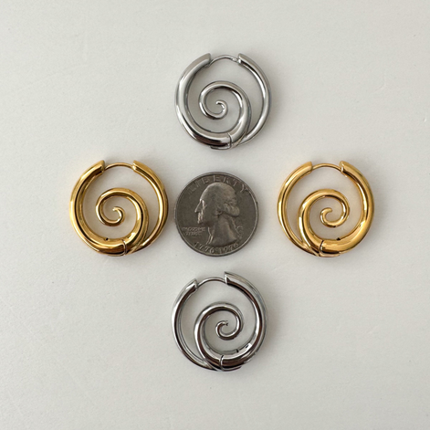 Damen Creolen mit Spiral-Motiv und offener Form – Spiravella