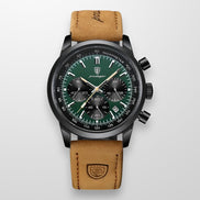 Dorello Herren Armbanduhr mit Lederarmband und Leuchtanzeige