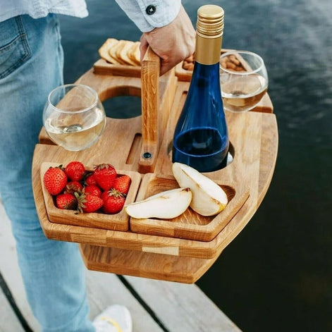 PortaWood Mini-Tisch – Tragbarer Holztisch mit Griff für Innen- und Picknicknutzung