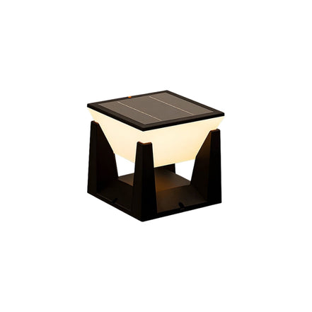 Solarbetriebene LED-Gartenleuchte mit kubischem Design für den Außenbereich