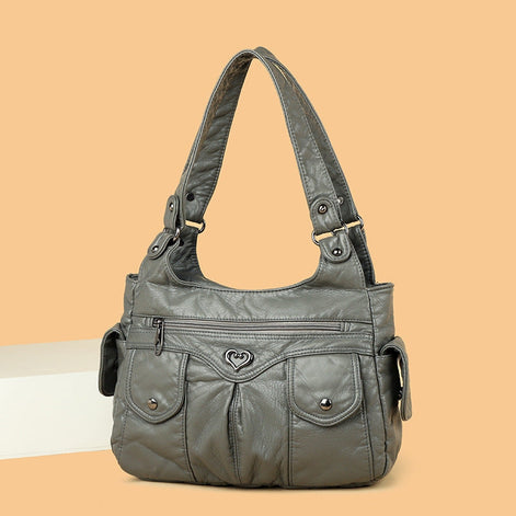 Renvara Schultertasche mit Reißverschluss und mehreren Fächern