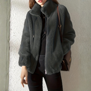 Damen Fleecejacke mit Stehkragen, Reißverschluss und Seitentaschen – Veloura
