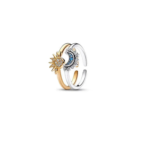 Solunara Damenring Set mit Sonnen- und Monddesign