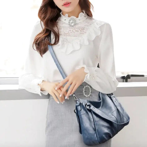 Marvella Handtasche Damen Leder Reißverschluss verstellbarer Gurt Tasche mit Innenfach