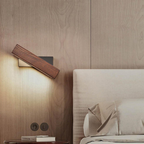 Lumivaro LED Wandleuchte aus Holz mit Drehbarem Leuchtenkopf