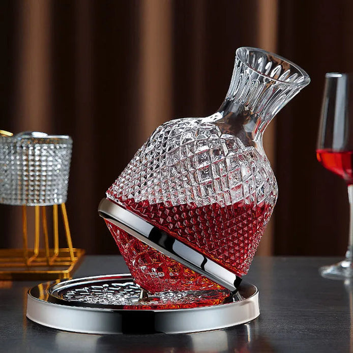 Vinora Dekanter mit drehbarem Boden – Glas Karaffe für Wein