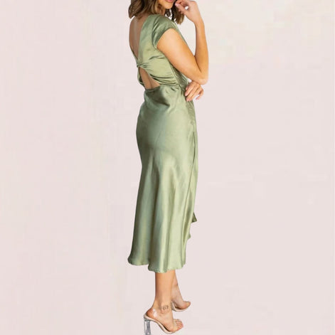 Almira Kleid – Damen ärmelloses Kleid mit Rundhals, Wickeloptik und lockerem Schnitt