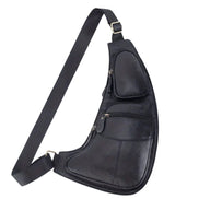 Corvian Schultertasche aus Leder mit mehreren Reißverschlussfächern und verstellbarem Gurt