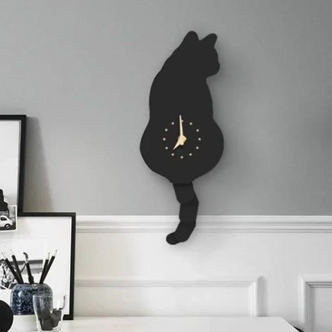TailTick Katzen-Wanduhr – Dekorative Uhr mit beweglichem Schwanz