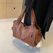 Schultertasche mit Doppelhenkeln und Reißverschluss