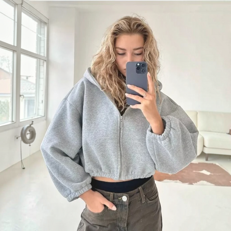Damen Kapuzenjacke mit Reißverschluss und Langarm – Norivelle