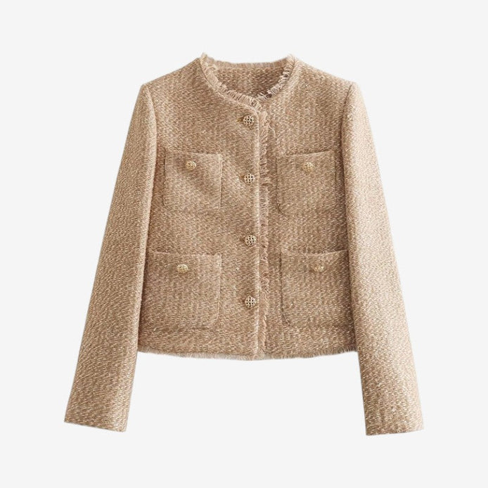 Corvella Jacke – Damen Kurzjacke mit Knopfverschluss, Taschen und langen Ärmeln