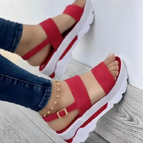 Damen Sandalen mit Offener Zehenpartie und Verstellbarem Riemen – Elenora