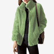 Damen Fleecejacke mit Stehkragen, Reißverschluss und Seitentaschen – Veloura
