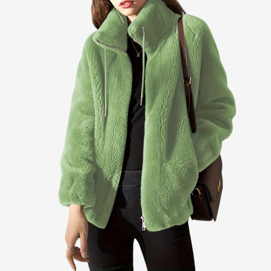 Damen Fleecejacke mit Stehkragen, Reißverschluss und Seitentaschen – Veloura