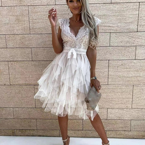 Avenelle Ärmelloses Damenkleid mit V-Ausschnitt und Rückenschleife