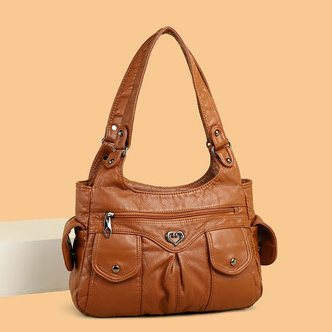 Renvara Schultertasche mit Reißverschluss und mehreren Fächern