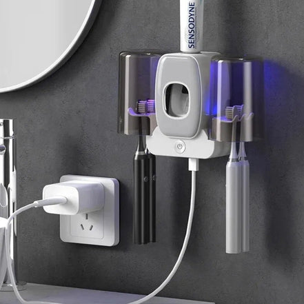 CleanDock Pro Zahnbürstenhalter – Wandmontage mit integrierter Zahnpastaspender-Funktion