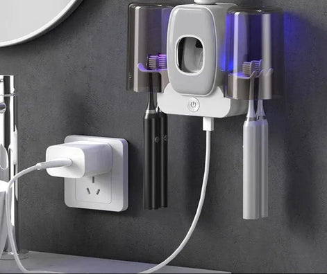 CleanDock Pro Zahnbürstenhalter – Wandmontage mit integrierter Zahnpastaspender-Funktion