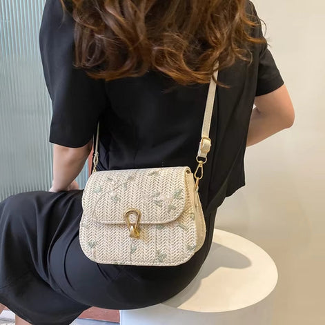 Elinora Schultertasche mit Blumenmuster und verstellbarem Gurt