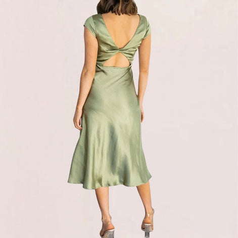 Almira Kleid – Damen ärmelloses Kleid mit Rundhals, Wickeloptik und lockerem Schnitt