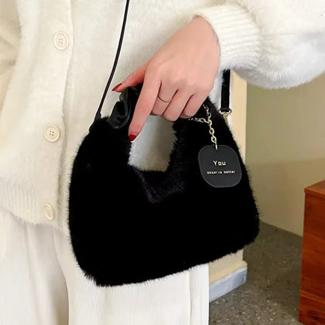 Velmira Handtasche Damen Samt große Tasche verstellbarer Gurt Reißverschluss