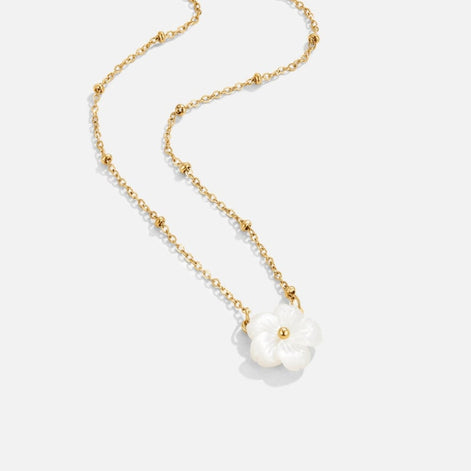 Floravelle Damen Halskette mit floralem Anhänger und Perlendetail