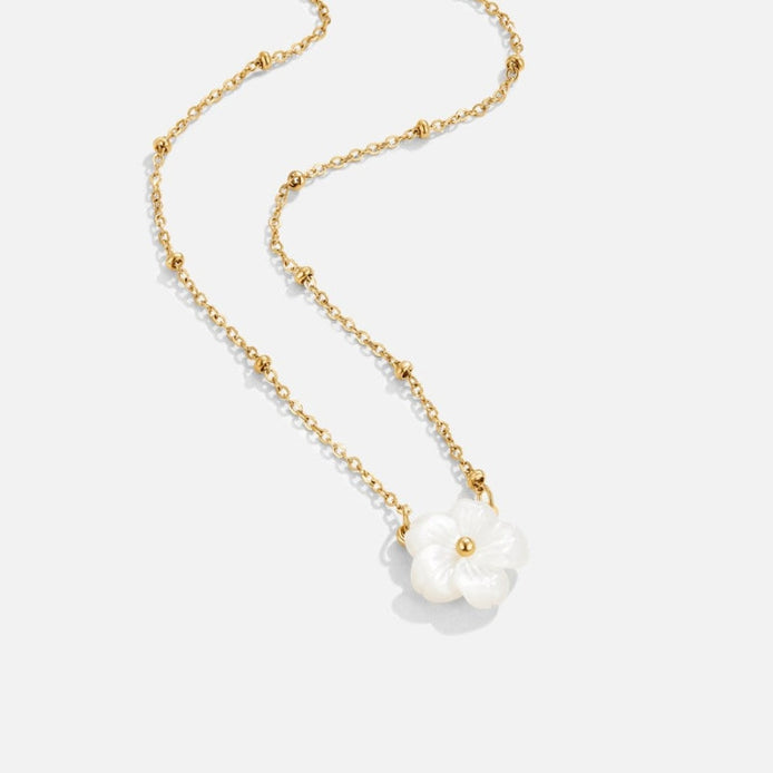 Floravelle Damen Halskette mit floralem Anhänger und Perlendetail