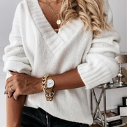 Damen Oversize Pullover mit V-Ausschnitt Elvarisse