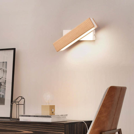 Lumivaro LED Wandleuchte aus Holz mit Drehbarem Leuchtenkopf