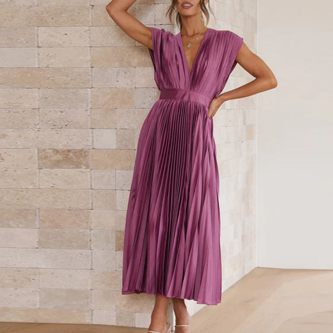 Elvara Kleid – Damen ärmelloses V-Ausschnitt Kleid aus Polyester