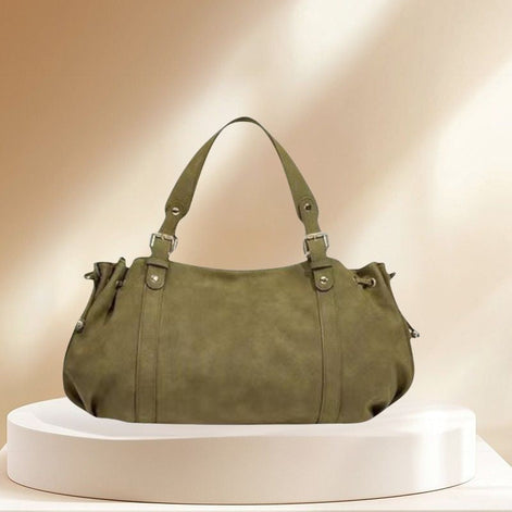 Schultertasche aus Wildleder mit verstellbarem Gurt und Reißverschluss