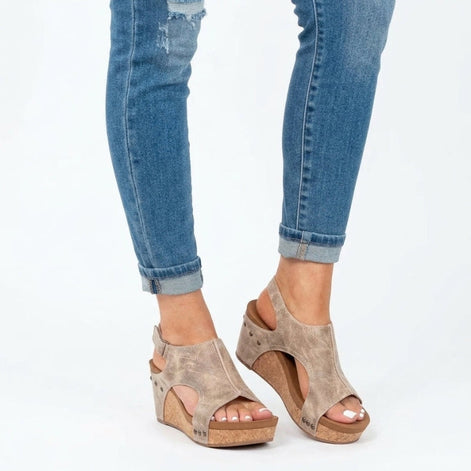 Carenza Damen Keilsandalen mit verstellbarem Riemen