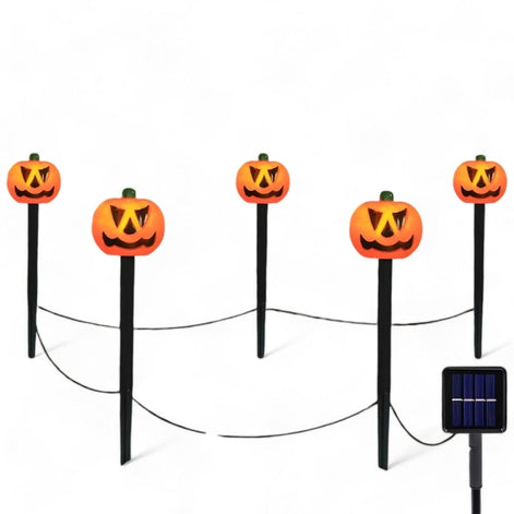 Solar Halloween Gartenleuchten im 5er-Set mit Kürbisdesign – Lumora
