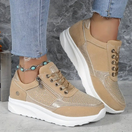 Veloria Damen Sneaker mit Seitlichem Reißverschluss und Rutschhemmender Sohle