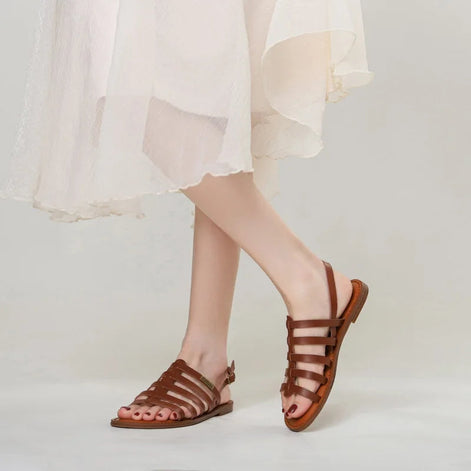 Lorvessa Damen Schuhe mit Schnallenriemen und flacher Sohle