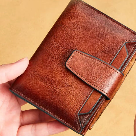Veltrano Geldbörse Herren kompakt Leder RFID Schutz Reißverschluss Kartenfächer